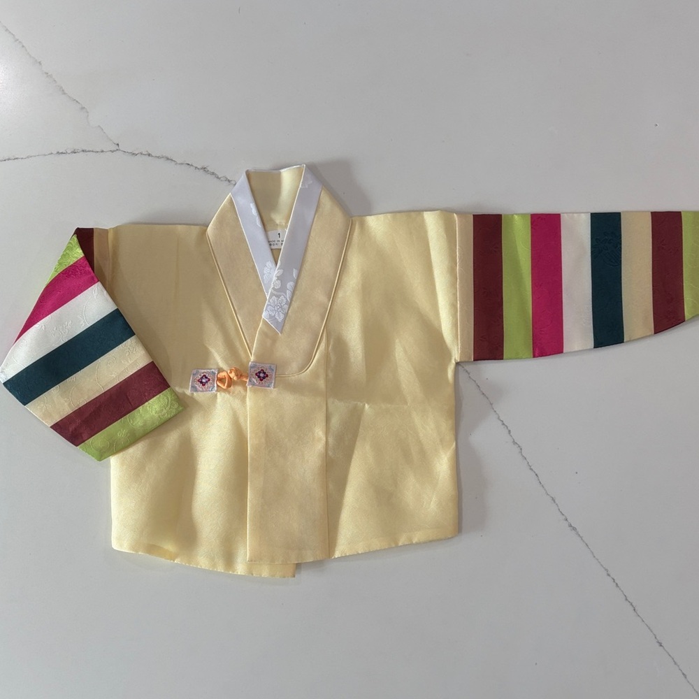 Traditional boys Hanbok yellow and Navy - Picture 7 of 16